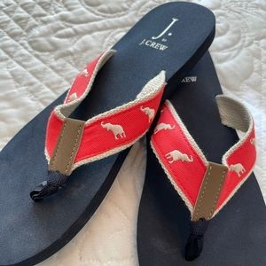 J Crew embroidered elephant flip flops new w/o tag